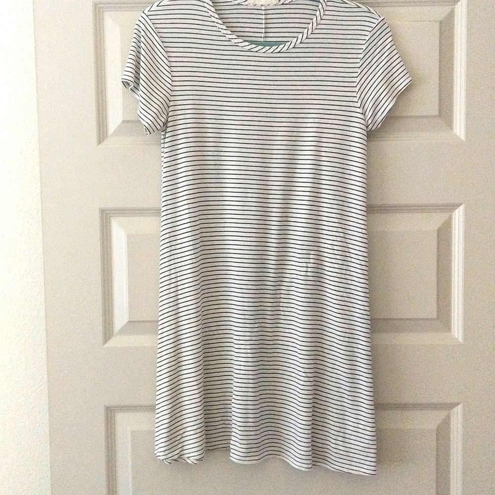 Stripped Mini Dress, Black and White, Medium